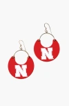 Nickel & Suede University Ninas Earrings In Red/silver