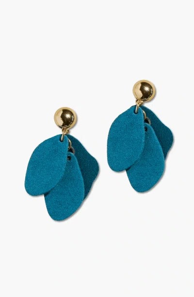 Nickel & Suede Weston Leather Earrings In Blue