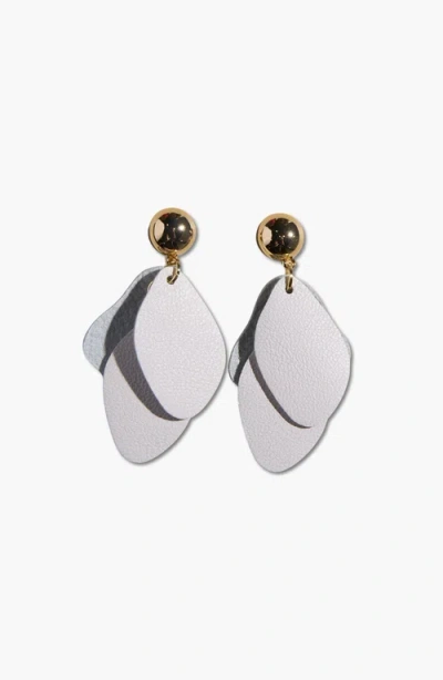 Nickel & Suede Weston Leather Earrings In Silver
