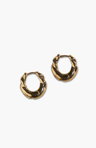 Nickel & Suede Wide Twist Hoop Earrings In Gold