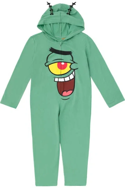 Nickelodeon Kids'  Spongebob Squarepants Hooded One Piece Coverall In Green