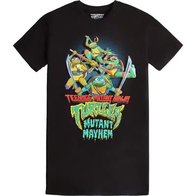 Nickelodeon Teenage Mutant Ninja Turtles Womens Graphic Cotton Graphic T-shirt In Black