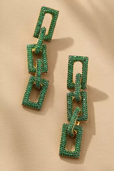 Nickho Rey Flat Block Crystal Drop Earrings