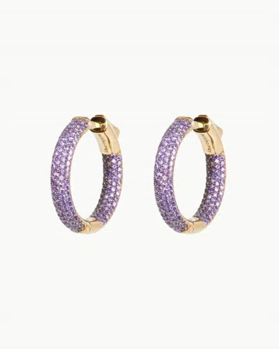 Nickho Rey Women's Mini Tire Hoop Earrings In Purple Crystal In Gold