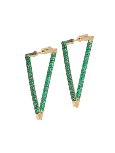 Nickho Rey Women's Novelty 14k Gold Vermeil & Crystal Bermuda Hoops In Green