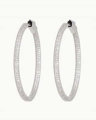 Nickho Rey Women's Slim Tire Hoop Earrings In White Rhodium In Metallic