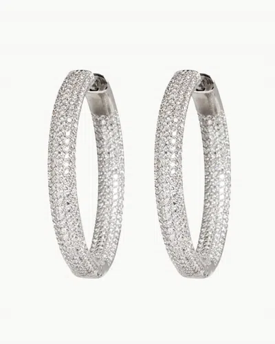 Nickho Rey Women's Tire Hoop Earrings In White Rhodium In Metallic