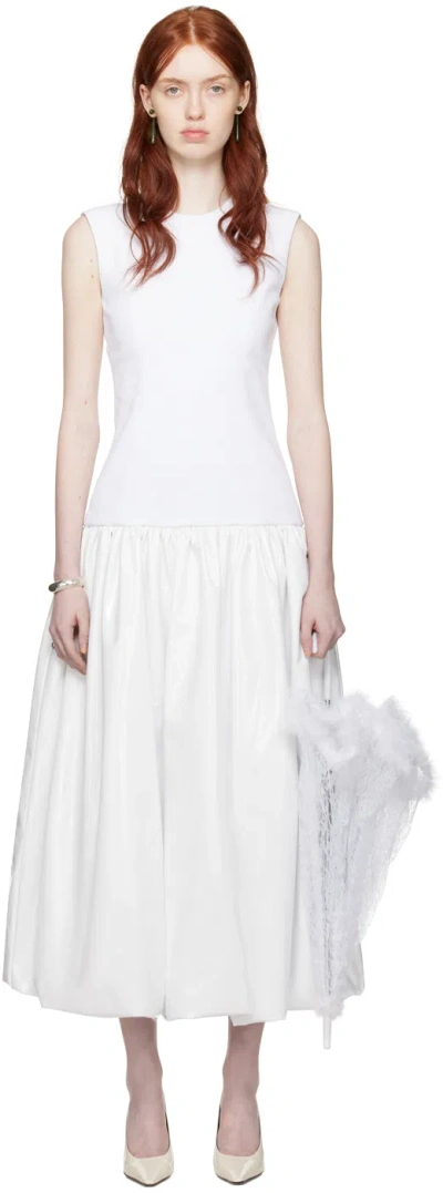 Nicklas Skovgaard Ssense Exclusive White Audrey Maxi Dress In White Denim/white Vi