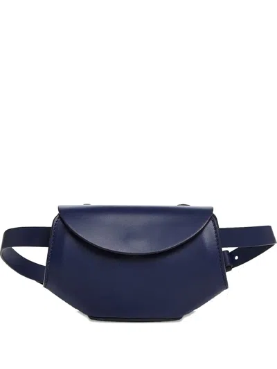 Nico Giani Flap-front Leather Belt Bag In Blue
