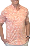 Nicoby Birdseye Knit Short Sleeve Button-up Shirt In Tangeline