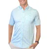 Nicoby Birdseye Knit Short Sleeve Button-up Shirt In Turquoise