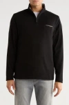 Nicoby Birdseye Soft Brushed Quarter Zip Pullover In Black