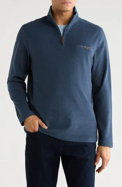 Nicoby Birdseye Soft Brushed Quarter Zip Pullover In Blue