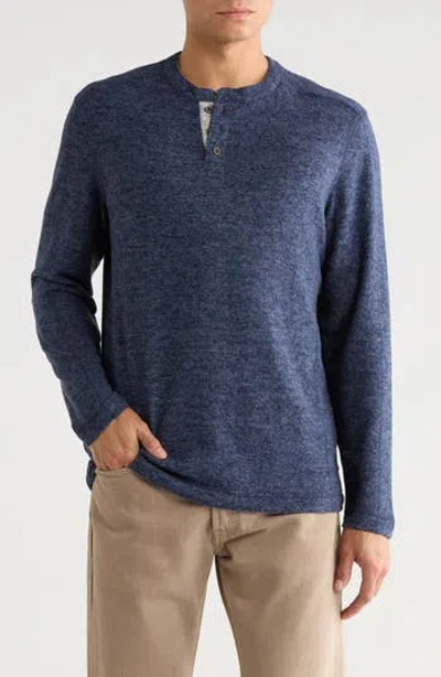Nicoby Heathered Fuzzy Henley In Blue