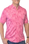 Nicoby Polynosic Short Sleeve Button-up Shirt In Fushia