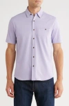 Nicoby Regular Fit Short Sleeve Piqué Button-up Shirt In Purple