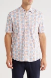 Nicoby Regular Fit Short Sleeve Stretch Button-up Shirt In Orange