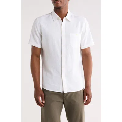 Nicoby Short Sleeve Pigment Washed Linen Blend Shirt In White