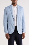 Nicoby Stretch Knit Patterned Blazer In Blue