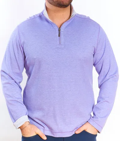 Nicoby Two Faced Reversible Quarter Zip Tee In Purple Light Grey