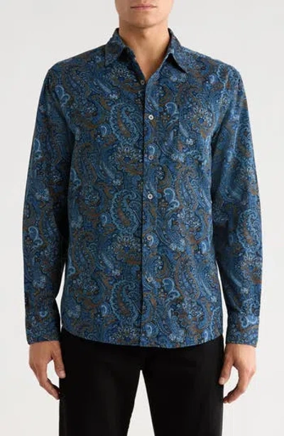 Nicoby Ultrasoft Corduroy Long Sleeve Button-up Shirt In Blue