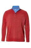 Nicoby Waffle Stitch Polynosic Quarter Zip Pullover In Dark Red