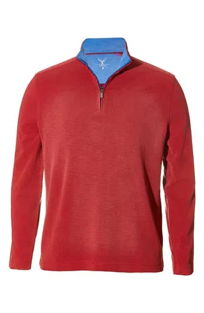 Nicoby Waffle Stitch Polynosic Quarter Zip Pullover In Dark Red