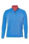 Nicoby Waffle Stitch Polynosic Quarter Zip Pullover In Royal