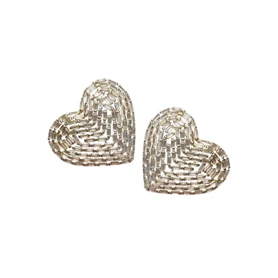 Nicola Bathie Designs Women's Gold / White Cœur Studs