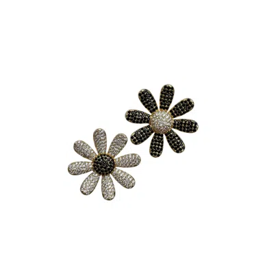 Nicola Bathie Designs Women's Noir And Blanc Mismatch Daisy Stud In White