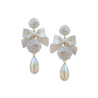 Nicola Bathie Designs Women's White Embellished Mother Of Pearl & Ivory Bow