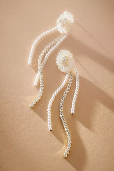 Nicola Bathie Mother-of-pearl Embellished Drop Earrings In White