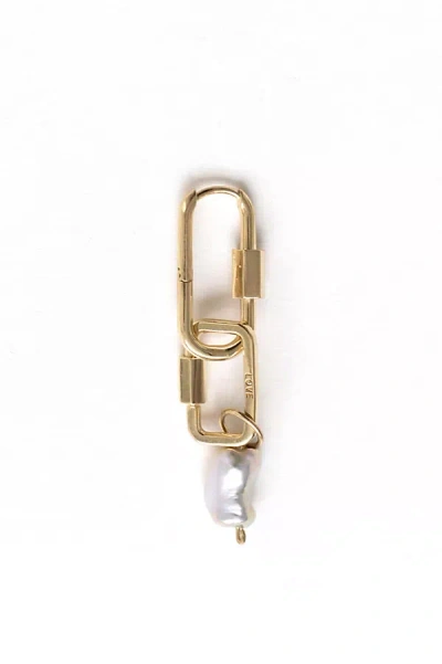 Nicolas Ambrosio Pearl Carabiner Single Earring In Gold