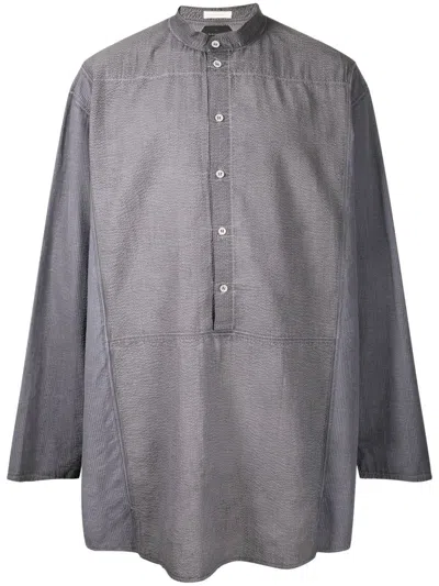 Nicolas Andreas Taralis Band-collar Cotton Shirt In Grey