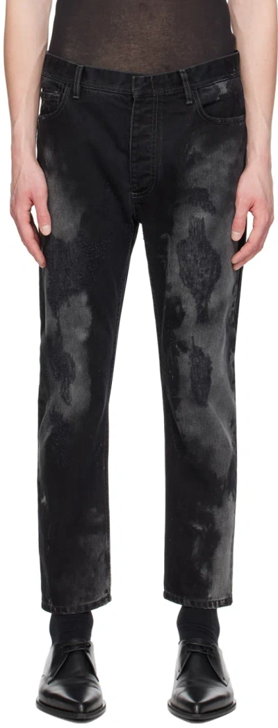 Nicolas Andreas Taralis Black Distressed Jeans In 0 Cm Dark Camo