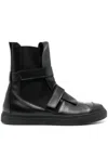 Nicolas Andreas Taralis Touch-strap High-top Leather Sneakers In Schwarz