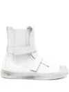 Nicolas Andreas Taralis Touch-strap High-top Leather Sneakers In Weiss
