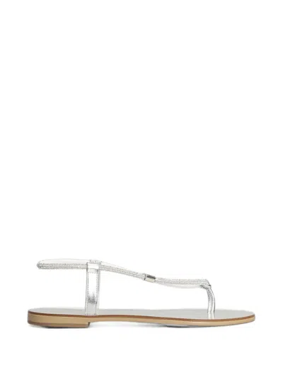 Nicolas Lainas Crystal-embellished Metallic Sandals In Silver