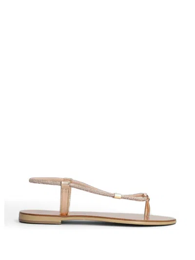 Nicolas Lainas Crystal-embellished Metallic-finish Sandals In Brown