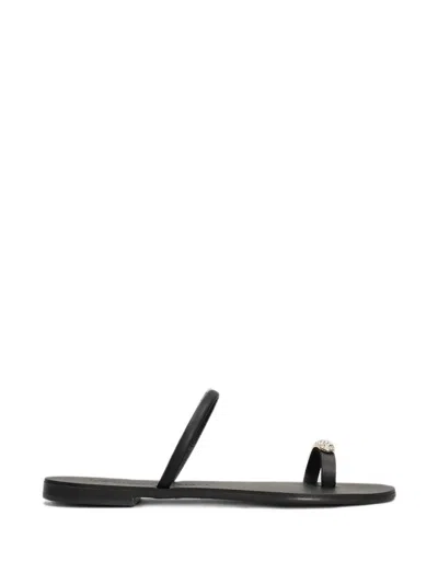 Nicolas Lainas Crystal-embellished Toe-strap Sandals In Black