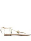 Nicolas Lainas Embellished Tie-up Flat Sandals In White