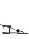 Nicolas Lainas Emmy Lou Embellished Tie-up Flat Sandals In Black