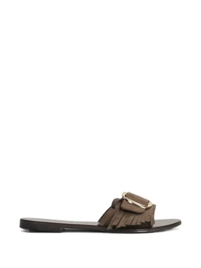 Nicolas Lainas Fringed Buckle-fastening Sandals In Brown
