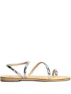 Nicolas Lainas Leather Flat Sandals In Silver