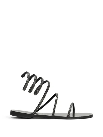 Nicolas Lainas Paros Crystal-embellished Spiral Sandals In Black