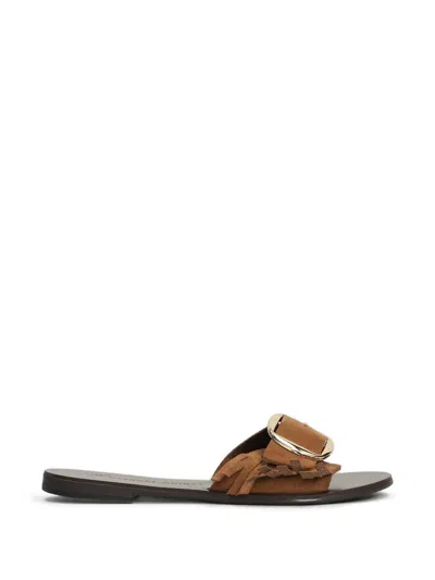Nicolas Lainas Suede Flat Sandals In Multi