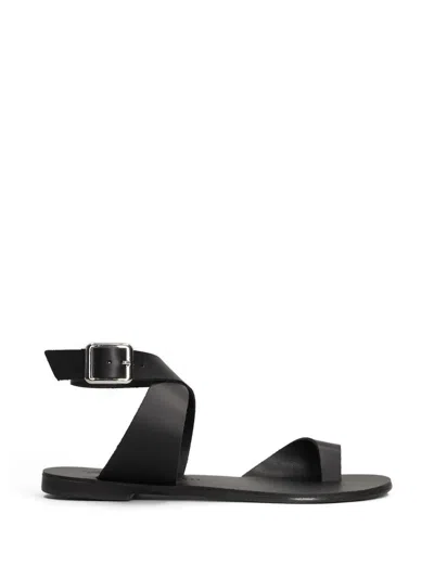 Nicolas Lainas Toe-loop Flat Sandals In Black