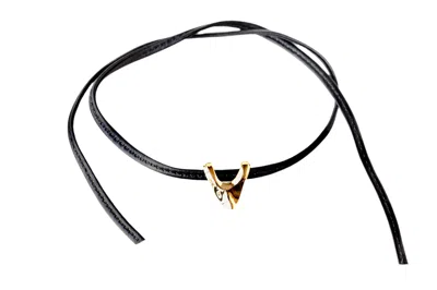 Nicole Amato Men's Gold / Black Imagine Arrow Pendant On Leather Cord Gold In Multi