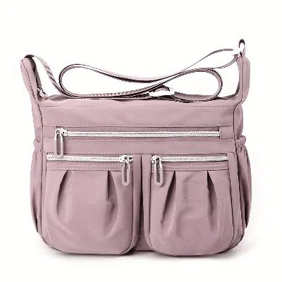 Nicole & Doris Women's Cross-body Bags Casual Shoulder Bag Multi Pocket Fashion Satchel Bag Nylon Side Bag In Pink