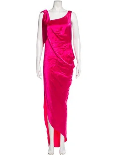 Pre-owned Nicole Bakti Cowl Neck Long Dress In Pink